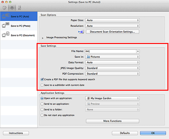 figure: Settings dialog